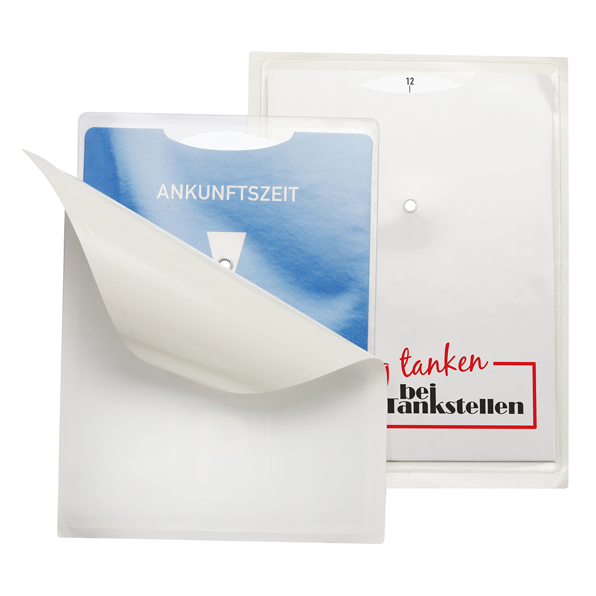Kartonparkscheibe mit Schutzhülle als Werbeartikel mit Logo bedrucken